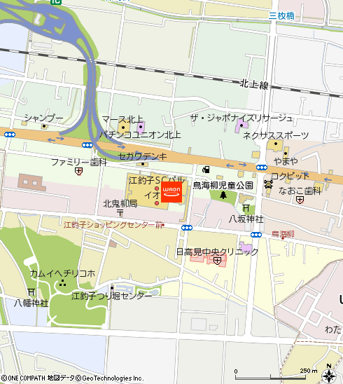 イオン江釣子店付近の地図